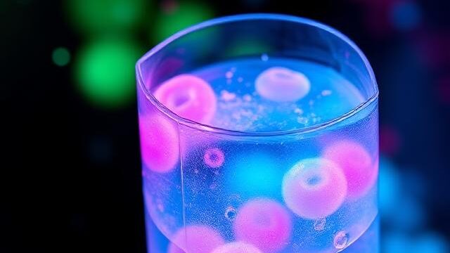 Abstract blue black green simple pink cell line petri dish