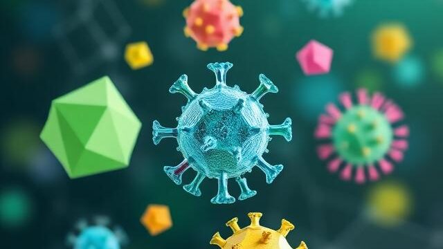 Monoclonal Antibody graphic colorful abstract polygons geometry viral vectors
